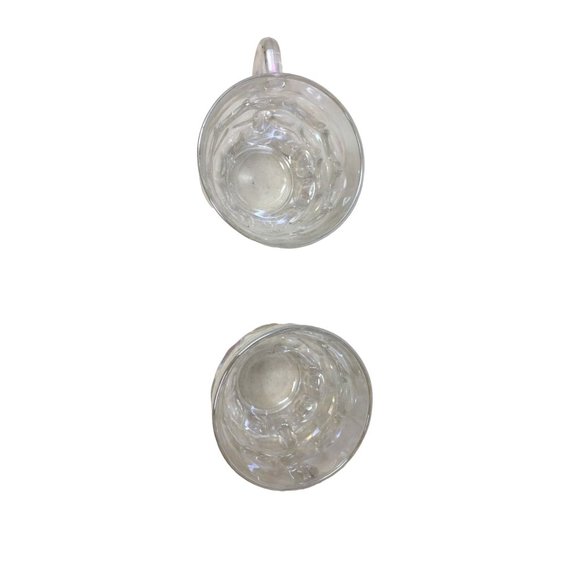 Federal Glass Iridescent Rainbow Thumbprint Tea Cups/Punch Cups with Handles - Picture 3 of 5